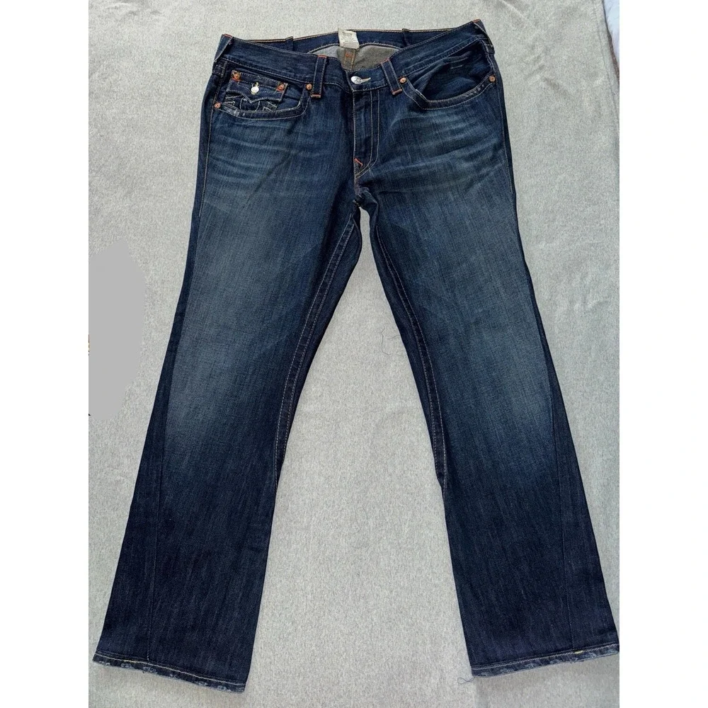 True Religion Joey Jeans Mens Blue Bootcut Dark Wash Denim Size‎ 38